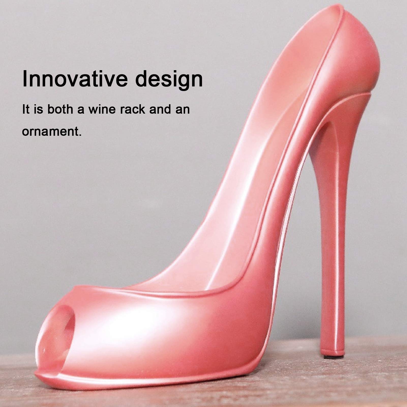 Elegant Pink High Heel Shoe Wine Bottle Holder - Stylish Wine Rack Organizer & Display Shelf for Kitchen, Bar Decor - Perfect Gift for Wine Lovers - Ideal for Home Entertaining, Wine Storage, and Party Decorations