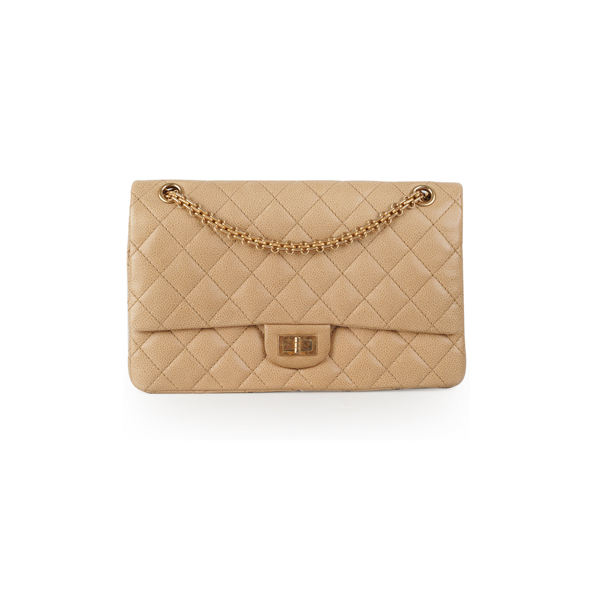 Chanel 2.55 Reissue 227 Handbag in Beige Caviar Leather with Olive Undertone - Luxury Crossbody Bag for Women, Perfect for Work, Date Night & Special Occasions