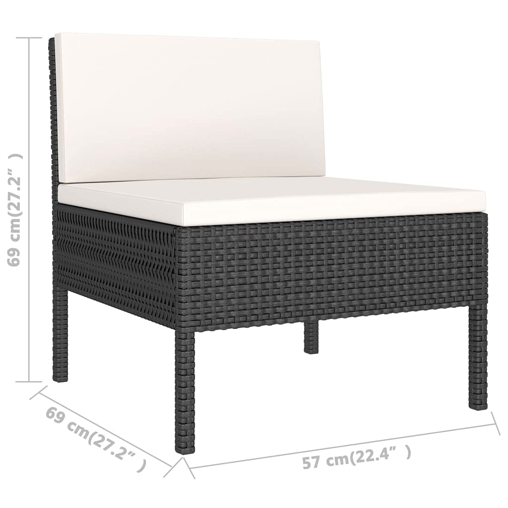 2-Piece Black Poly Rattan Outdoor Garden Lounge Set with Comfortable Cushions - Perfect for Patio, Terrace, and Backyard Relaxation