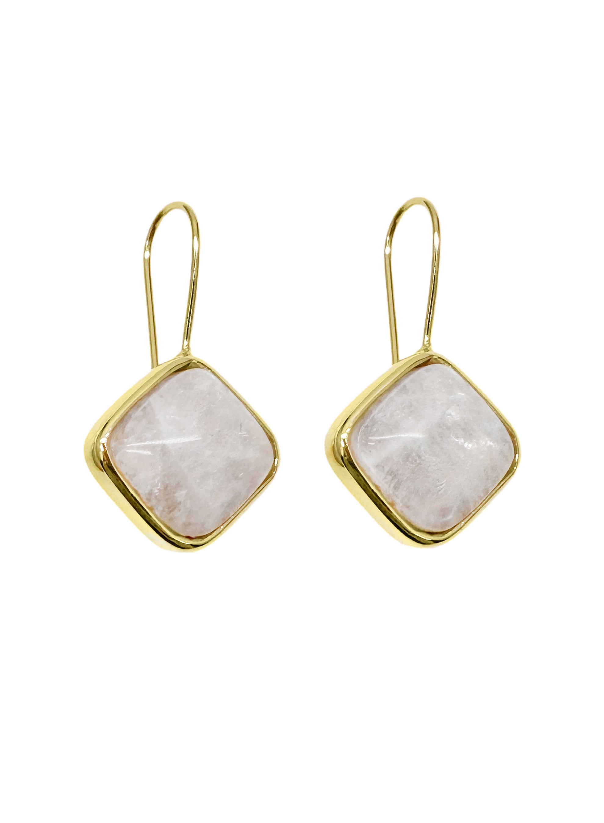 Minimalist Square Moonstone Hook Earrings for Women - Dainty Boho Jewelry Gift for Everyday Wear & Special Occasions
