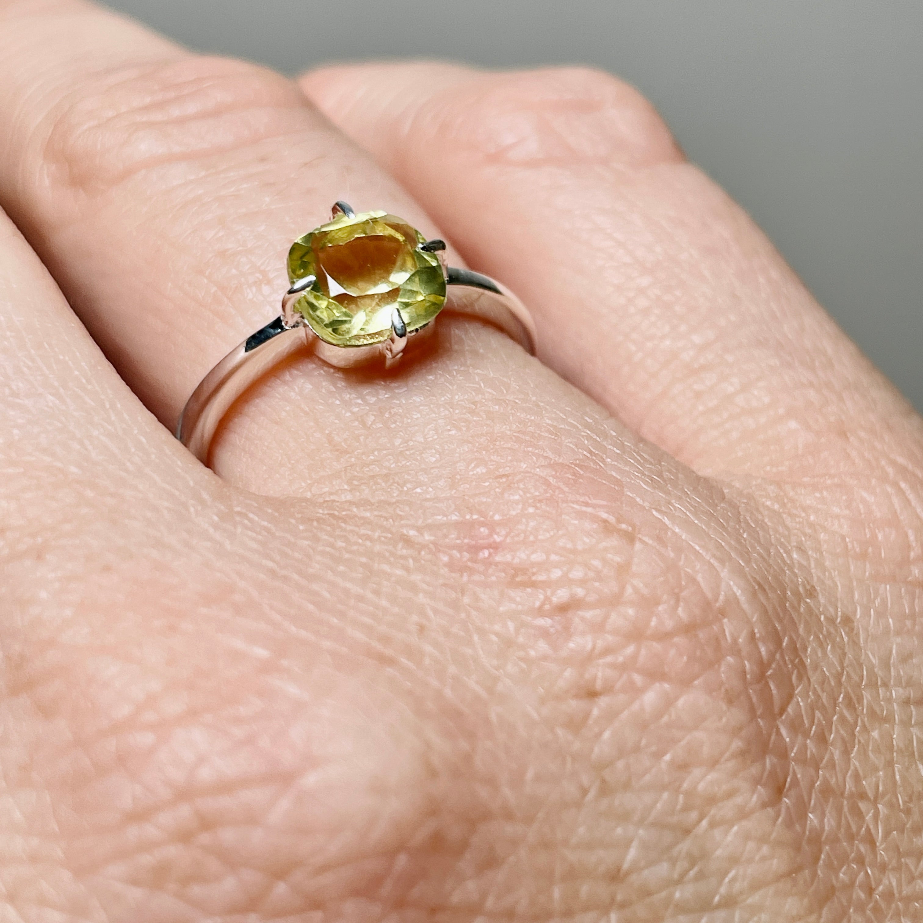 Lemon Quartz Faceted Square Solitaire Ring R4806 - Elegant Gemstone Jewelry for Women, Perfect for Engagement, Wedding & Special Occasions