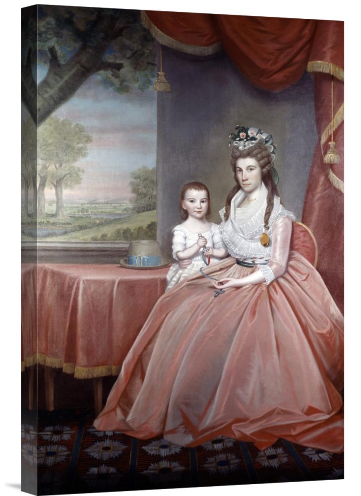 Ralph Earl Mrs. Elijah Boardman and Her Son Canvas Wall Art Print - Premium Giclee Gallery Wrap Painting - Home & Office Decor, Living Room Wall Art, Housewarming Gift
