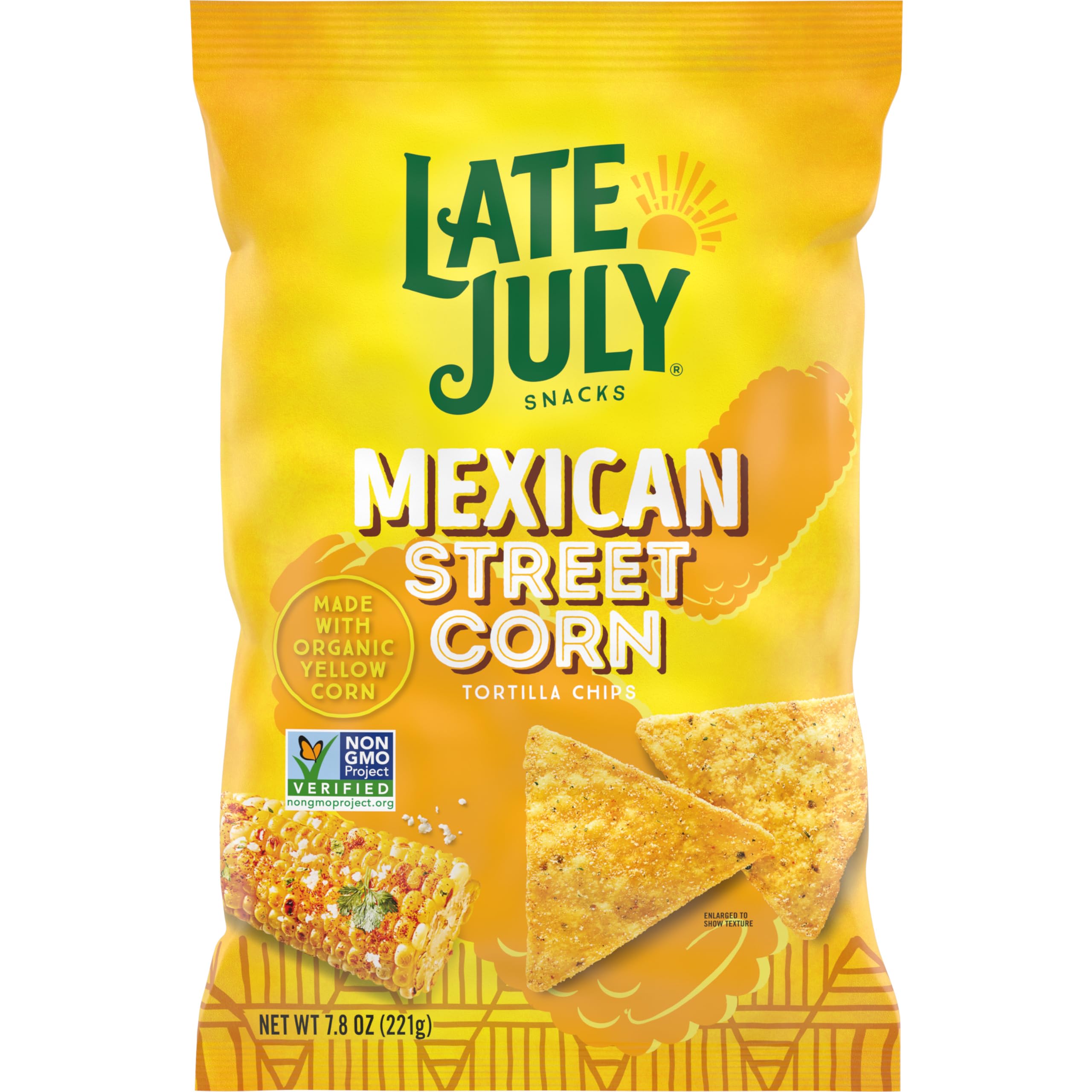 Organic Late July Snacks - Authentic Mexican Street Corn Tortilla Chips, 7.8 Oz (Pack of 12) | Gluten-Free, Non-GMO, Vegan Corn Chips for Parties, Movie Nights & Healthy Snacking