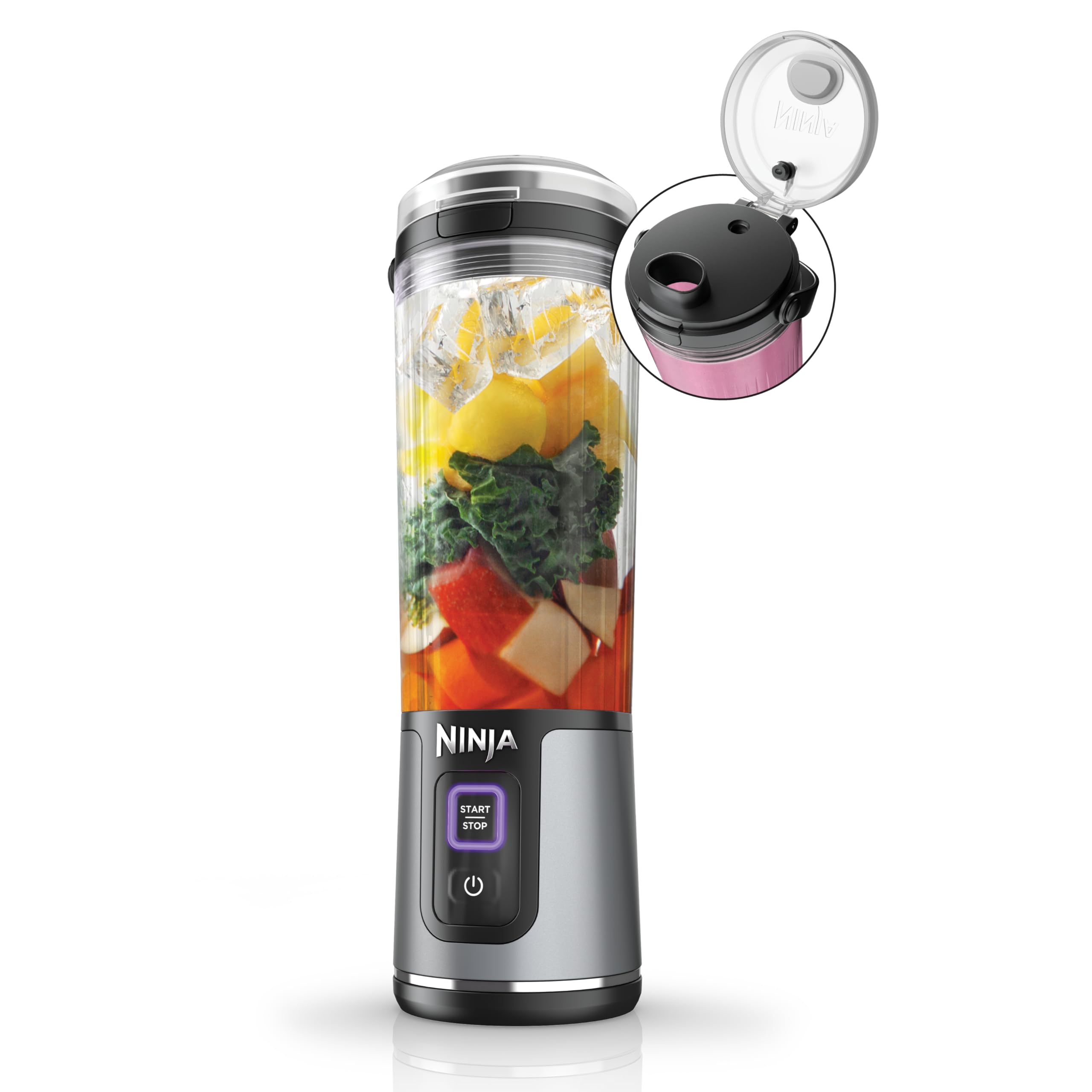 Ninja BC151BK Portable Blender - 18oz Cordless Personal Blender for Smoothies, Protein Shakes & Meal Prep | BPA Free, Leakproof Design with Sip Spout | USB-C Rechargeable & Dishwasher Safe | Perfect for Gym, Office & Travel | Black