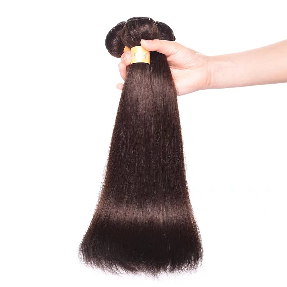 WOME Peruvian Virgin Human Hair 4 Bundles - 8A Grade Silky Straight Hair Extensions (22, 22, 24, 24 Inches, Dark Brown #2) - Perfect for Weaves, Ponytails & Styling