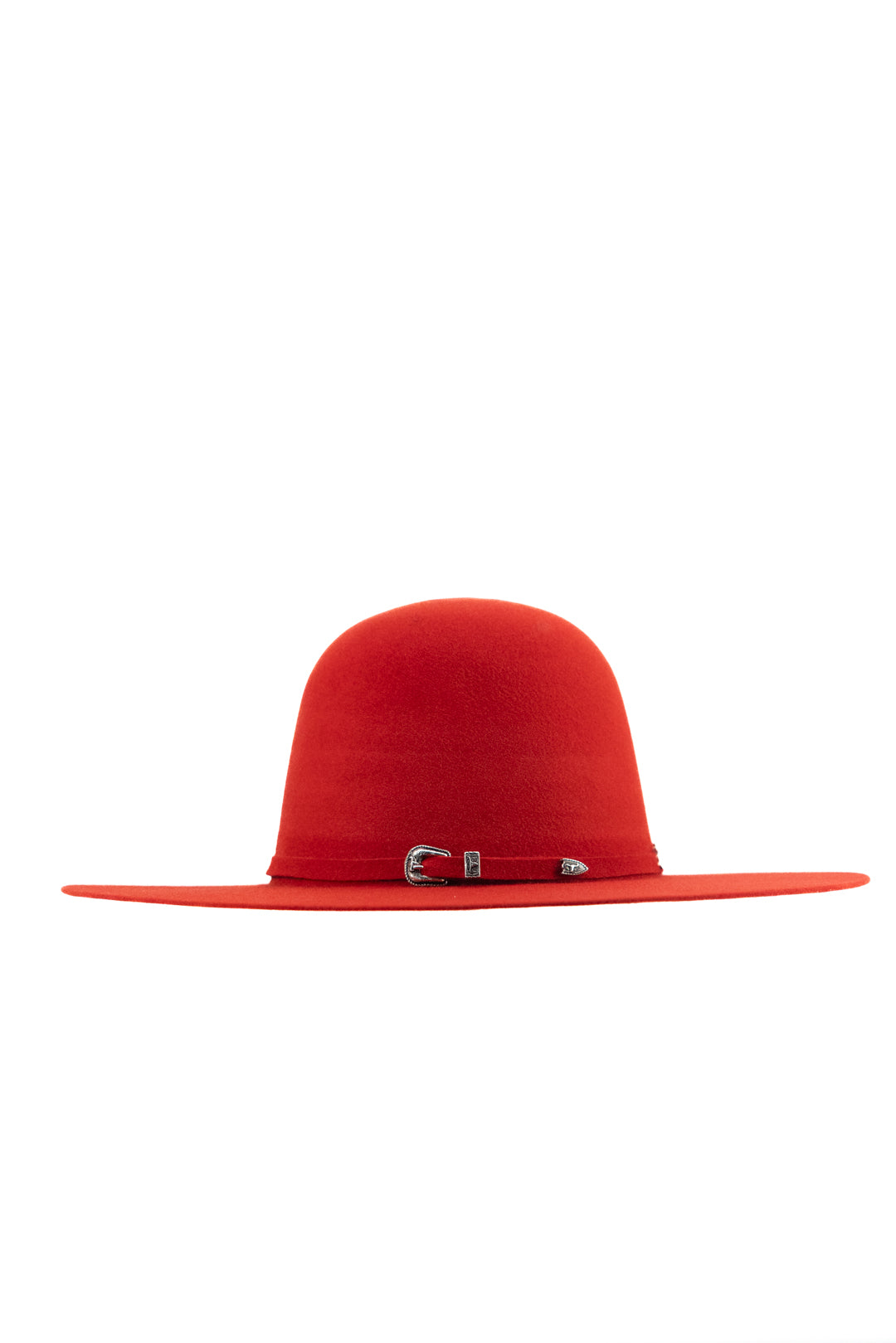 Rock'em 4X Red Open Crown Felt Cowboy Hat for Men - Western Style Rancher Hat with Wide Brim - Perfect for Rodeo, Country Music Festivals & Outdoor Adventures