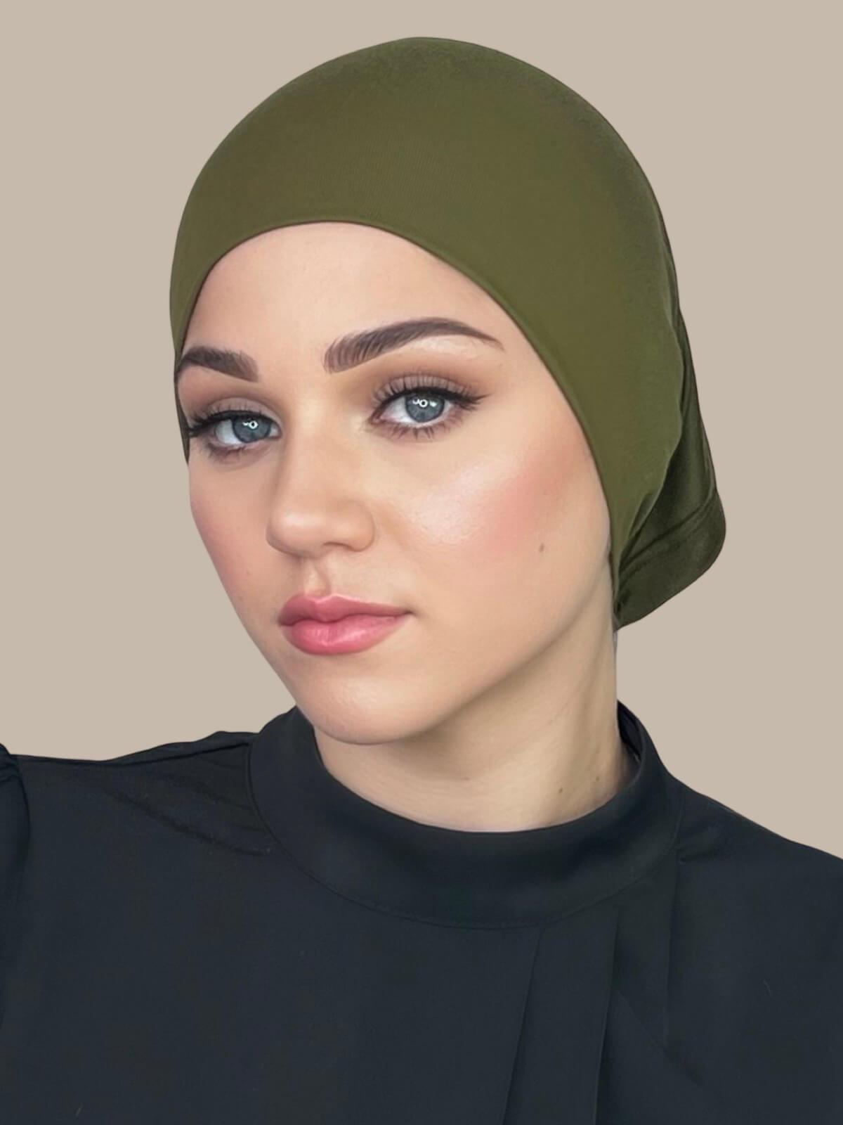 Premium Jersey Underscarf Olive Green - Soft & Breathable Muslim Hijab Liner for Women - Perfect for Daily Wear, Prayer & Modest Fashion