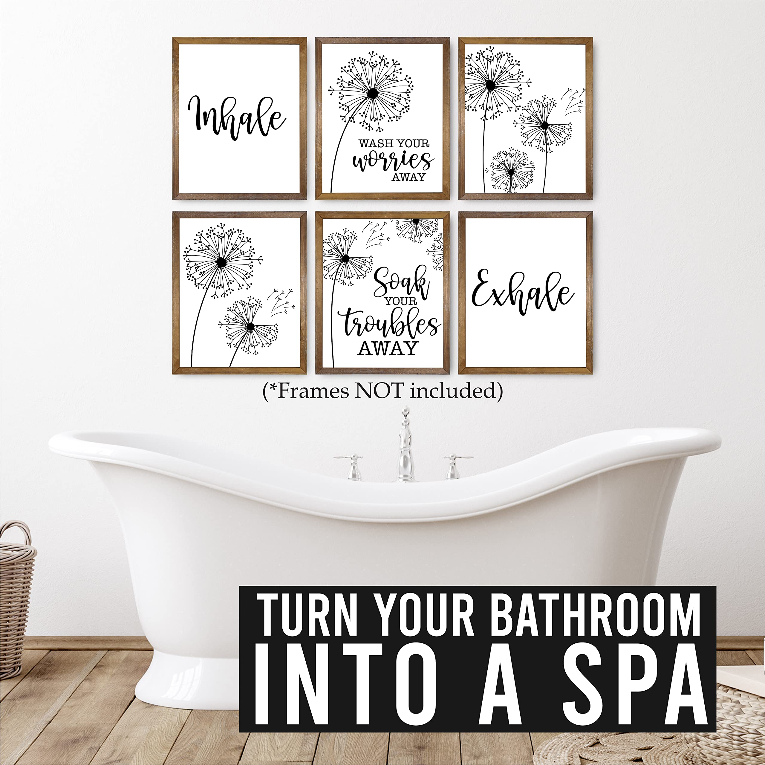 Farmhouse Dandelion Wall Art 8x10 - Bathroom Decor for Relaxation
