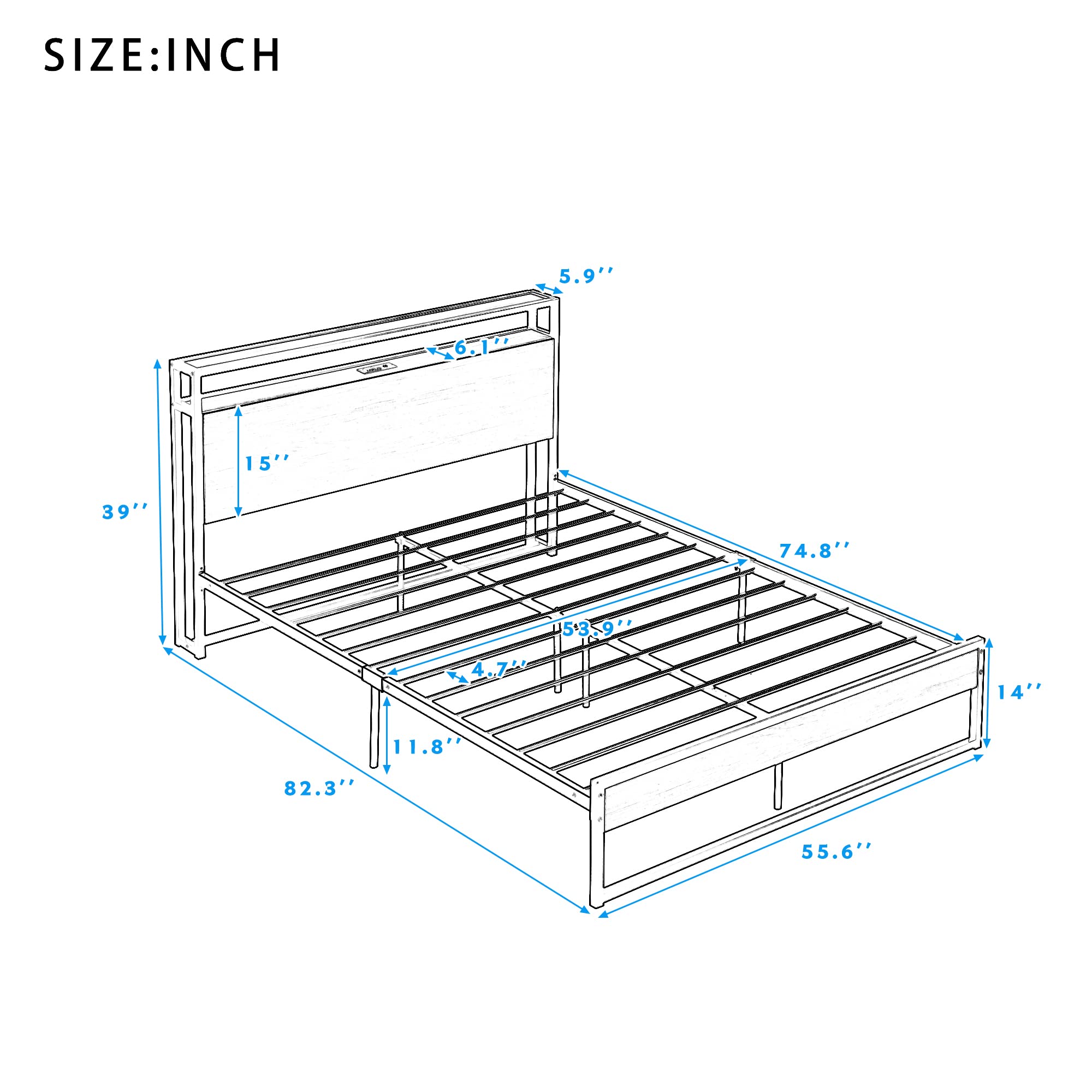 Full Size Platform Bed Frame with USB Ports & Power Outlets - Sturdy Metal Bed Frame with Storage Drawers, Heavy Duty Slat Support & Center Legs - No Box Spring Required (Black, Full) - Perfect for Modern Bedrooms, Guest Rooms & Small Spaces