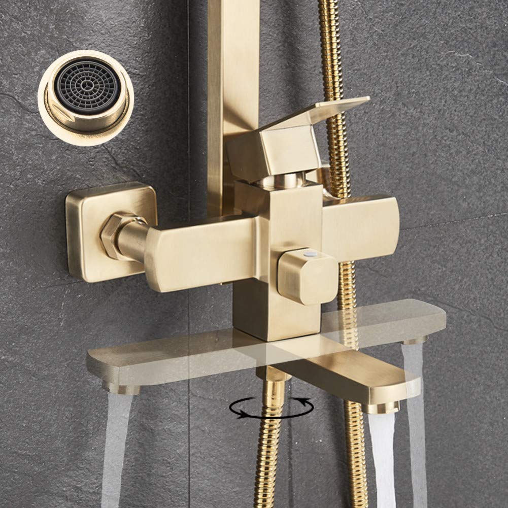 Premium Stainless Steel Wall-Mounted Shower Mixer Set with Handheld Shower Head and Bath Spout - Modern Bathroom Fixture for Spa-Like Shower Experience