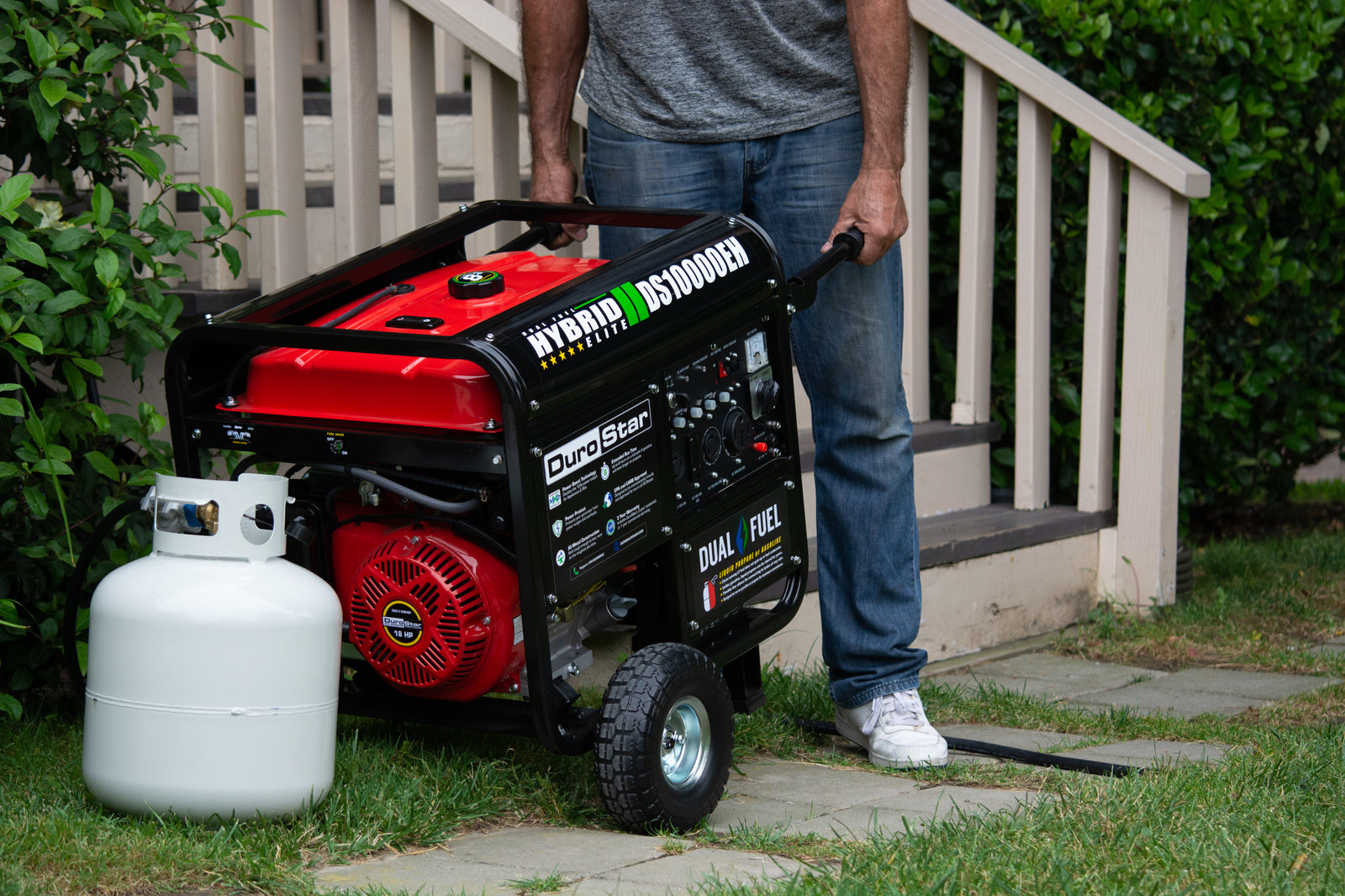 10,000 Watt Dual Fuel Portable Generator - Gas & Propane Powered for Home Backup, Camping & Outdoor Use