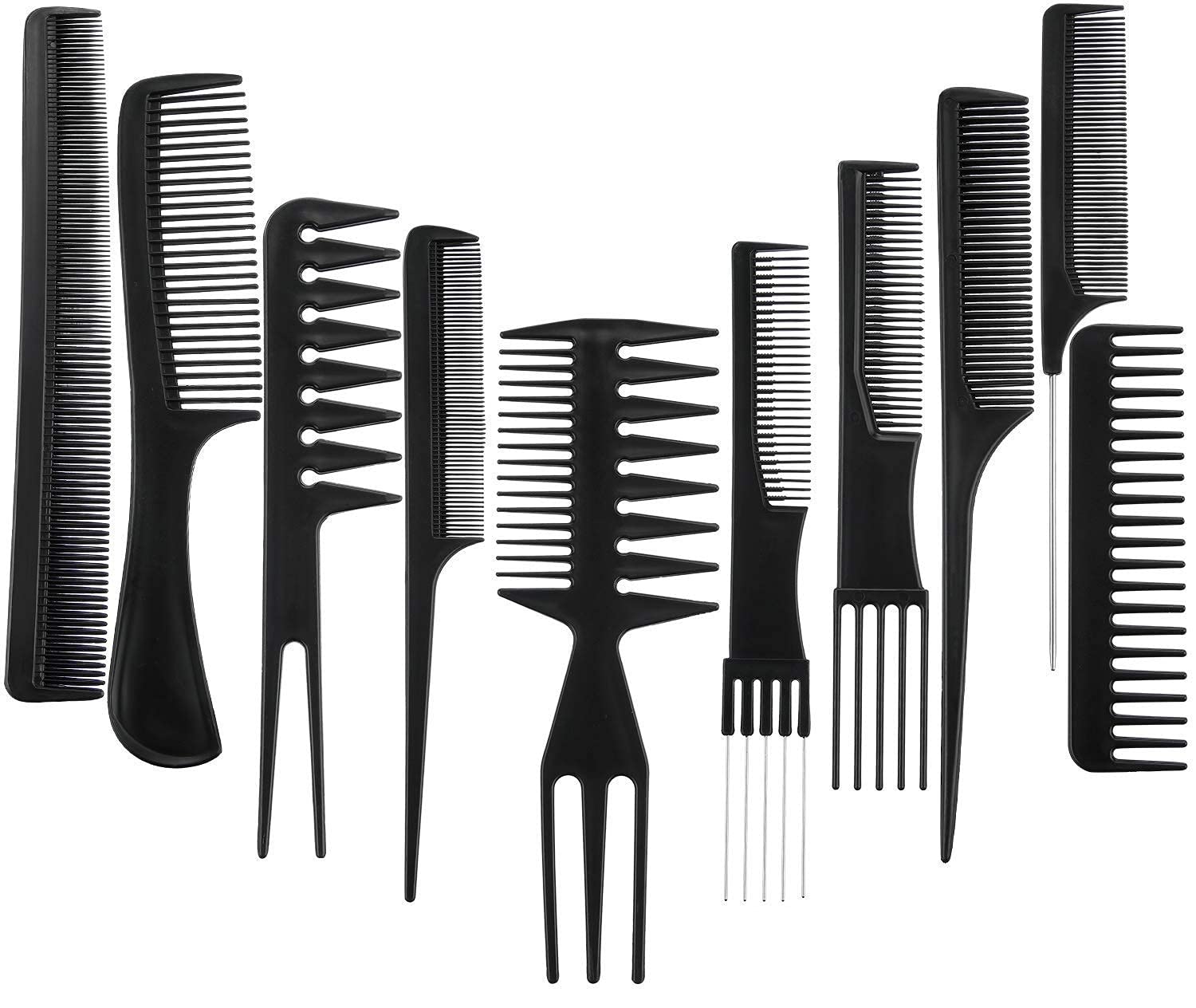 **Meesh Professional Hair Comb & Styling Kit - 10-Piece Set for Smooth Hair, Cutting & Detangling - Perfect for Salons, Home Styling & Travel (Black)**