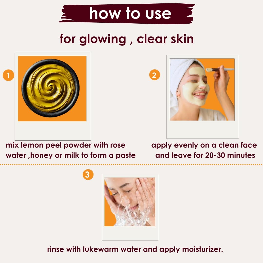 Sanatana Herbals Lemon Peel Powder Face Mask - 125g | Natural & Organic Skincare for Glowing Skin | Perfect for Daily Use, Spa & Relaxation at Home