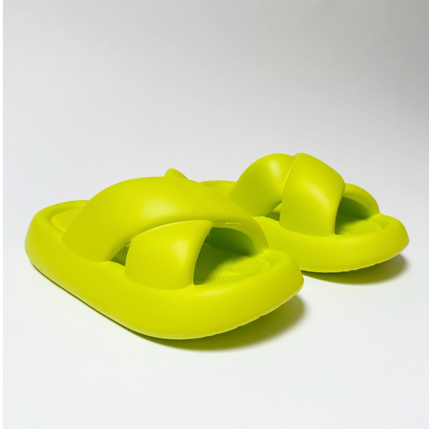FLOOF Women's Comfortable Puff Slide Sandals in Green - Perfect for Beach, Pool, and Summer Outfits