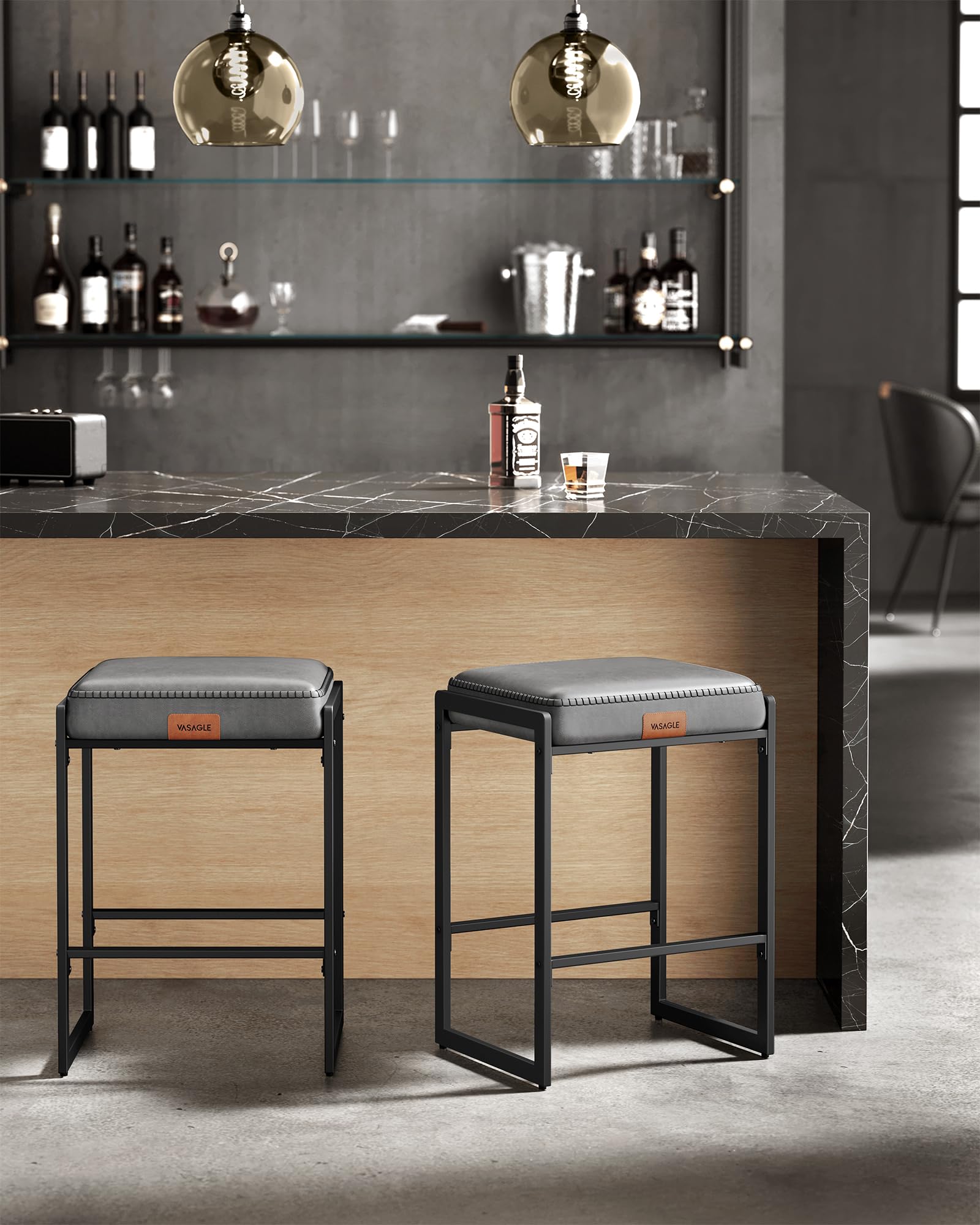 VASAGLE EKHO Collection - Set of 2 Modern Bar Stools, 26