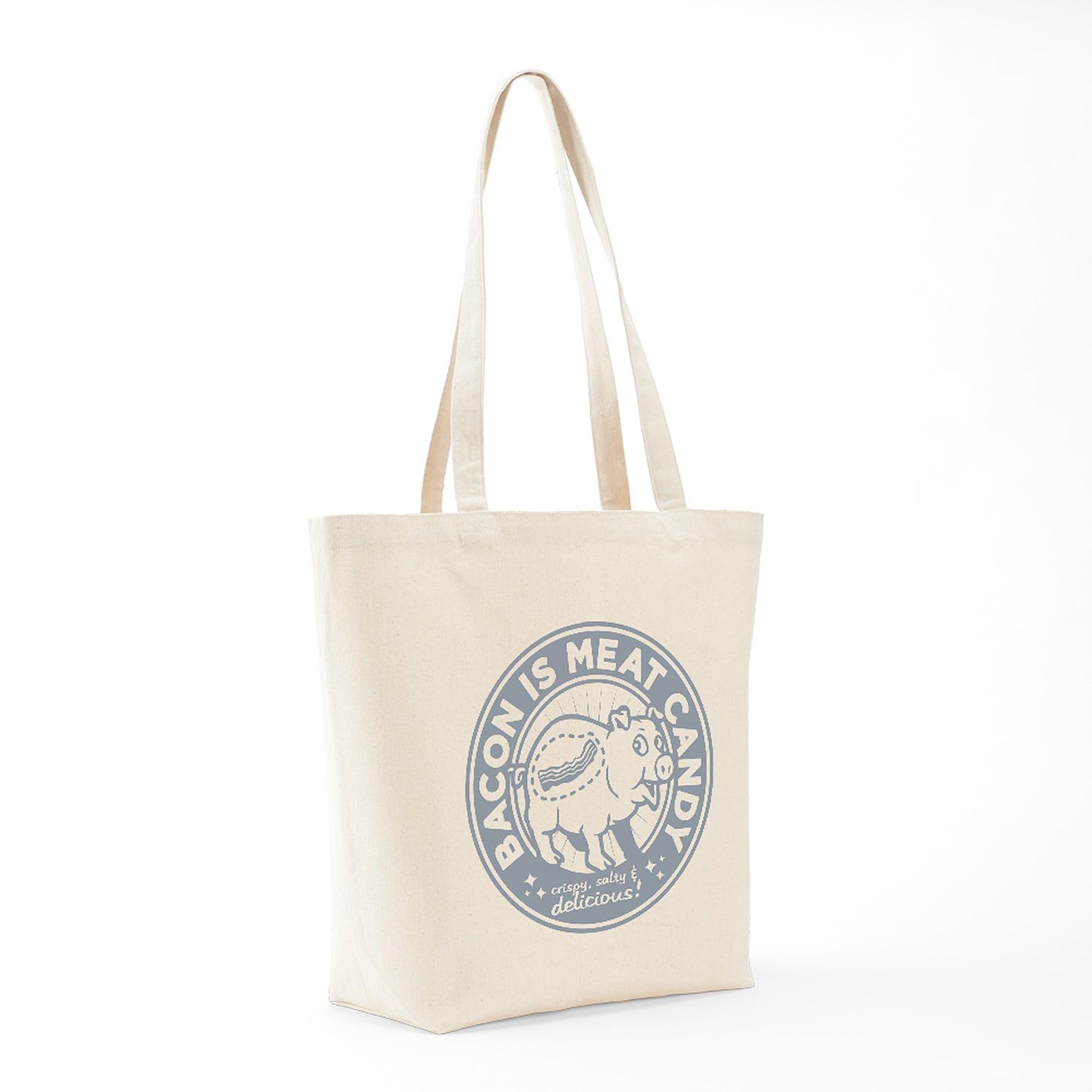 Bacon Is Meat Candy Tote Bag - Natural Canvas Reusable Grocery Shopping Bag for Farmers Market, Beach & Eco-Friendly Lifestyle