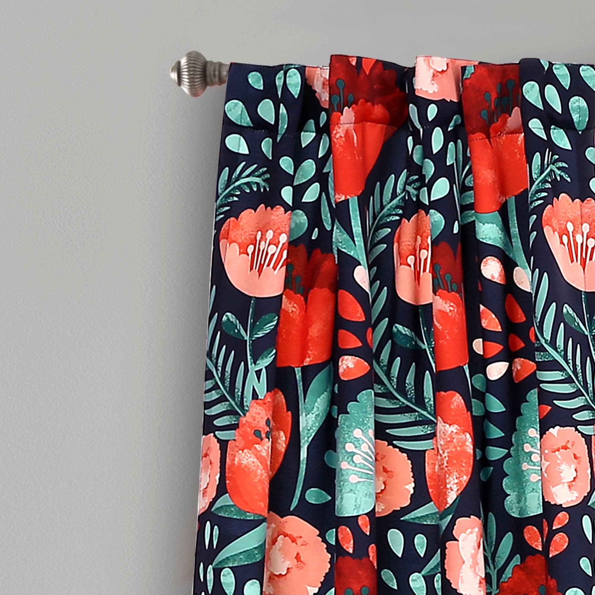 Poppy Garden Light Filtering Window Curtain Panel Set - Floral Sheer Drapes for Living Room & Bedroom - Soft Sunlight & Privacy