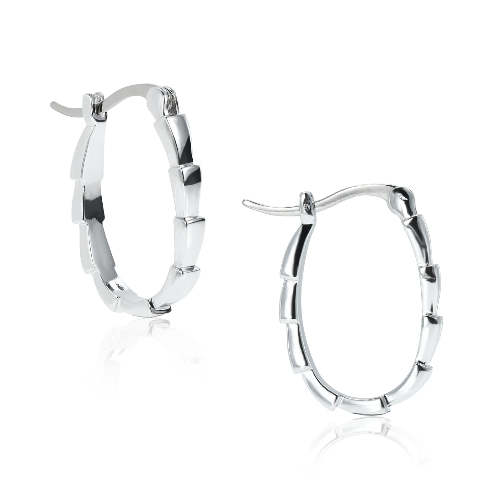 Lightweight Titanium Hoop Earrings for Women & Men - Round/Oval Boho Earrings with Filigree/Beaded/Chain/Twist Designs - Hypoallergenic Pure Titanium Posts - White Gold Plated Fashion Jewelry for Sensitive Ears - Perfect for Everyday Wear, Parties & Gifts