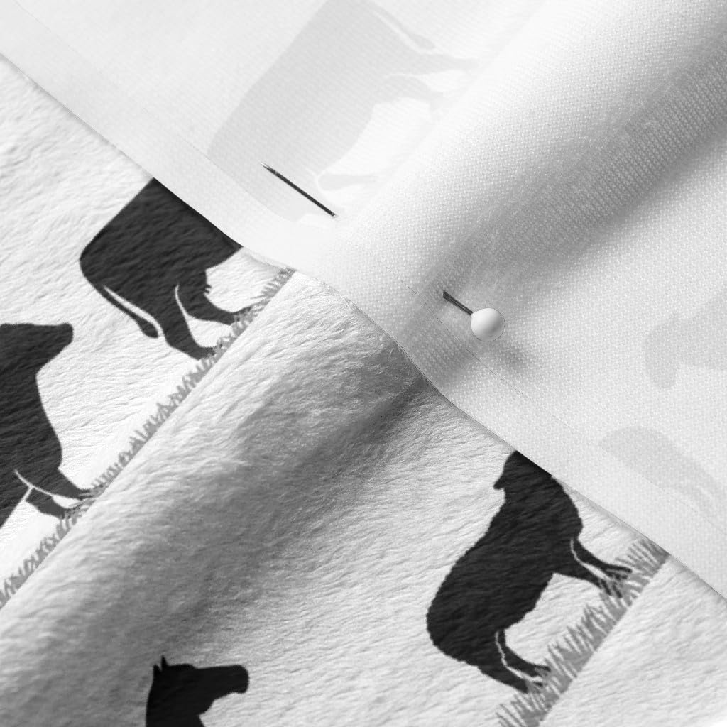 Farm Animals Parade Printed Minky Fabric - Black Cute Horse Sheep Pig Tractor Design - Soft Fat Quarter for Baby Blankets, Quilt Backing & Plush Toys - Perfect for Sewing Projects, Nursery Decor & DIY Crafts