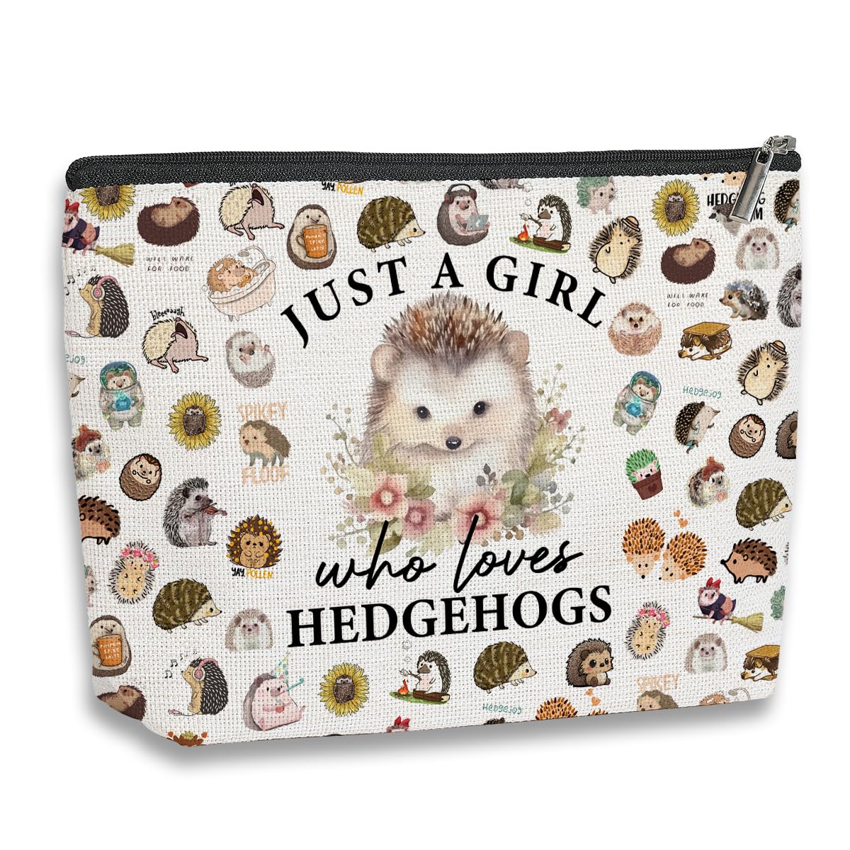 Cute Hedgehog Makeup Bag for Women & Girls - Funny Animal Lover Gift for Birthday, Christmas - Perfect for Daughter, Sister, Bestie, Niece - Great for Travel & Daily Use