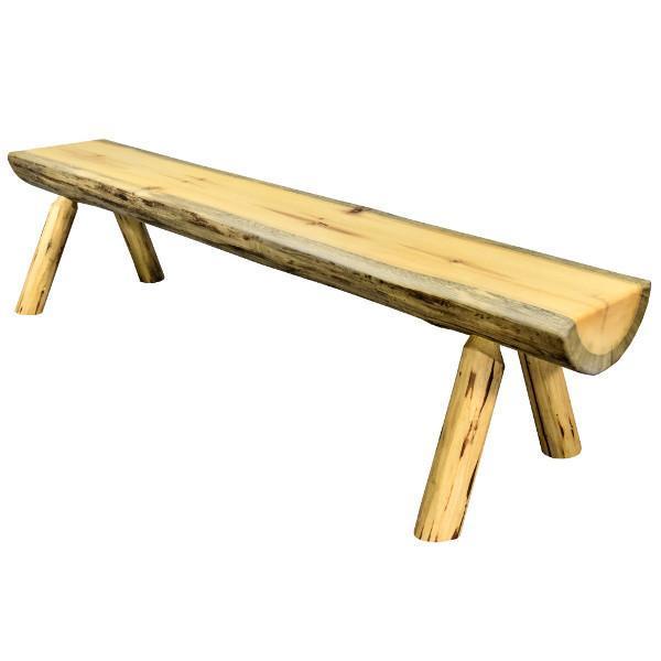 Rustic Half Log Plank Bench - Natural Wood Outdoor Seating for Garden, Patio, and Backyard Decor - Perfect for Camping, Picnics, and Relaxation