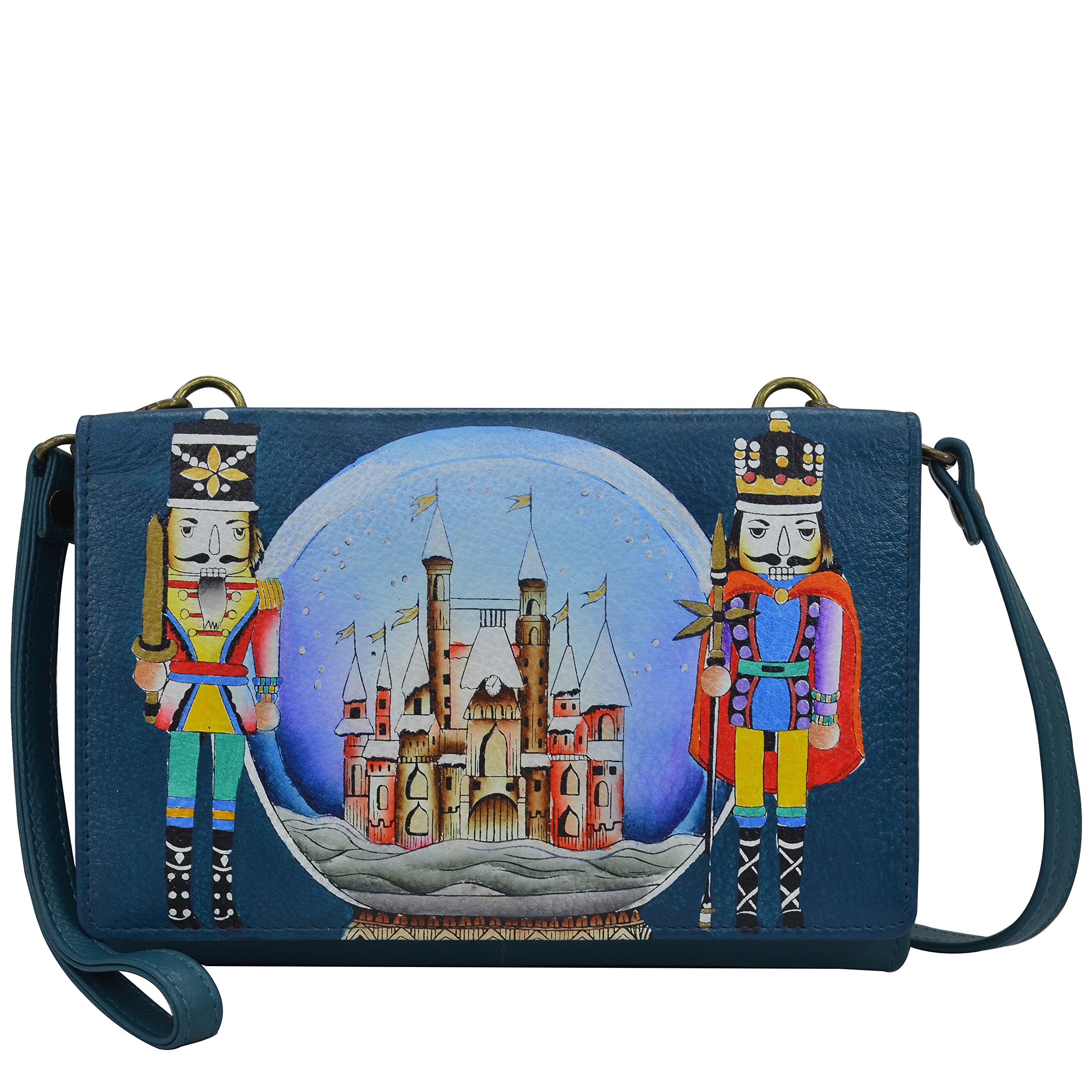 Anna by Anuschka Women's Hand-Painted Genuine Leather 4-in-1 Multi-Functional Bag - Crossbody, Belt Bag, Clutch & Wristlet Purse for Travel, Shopping & Evening Events