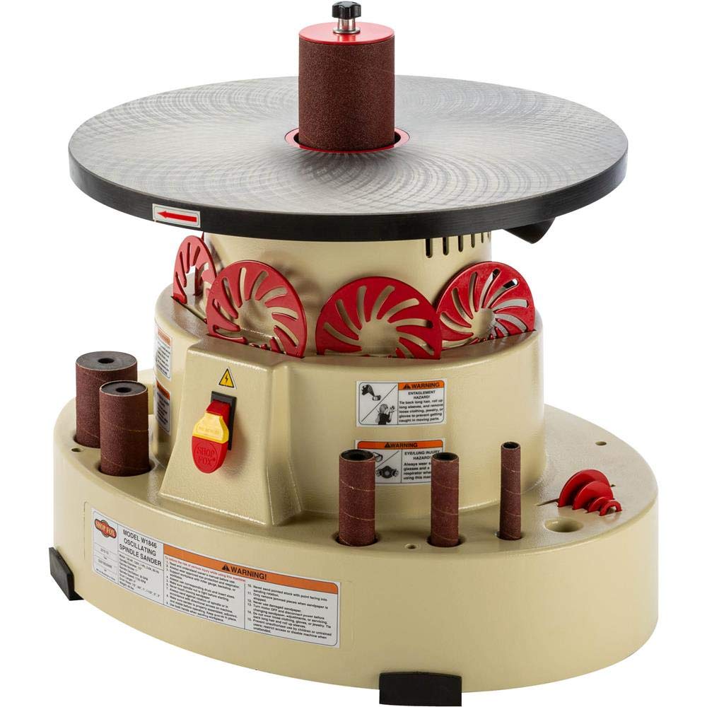 Shop Fox W1846 Benchtop Oscillating Spindle Sander - 1/3HP Power Tool for Woodworking, Sanding Curves & Edges | Perfect for DIY Projects, Furniture Making & Crafting