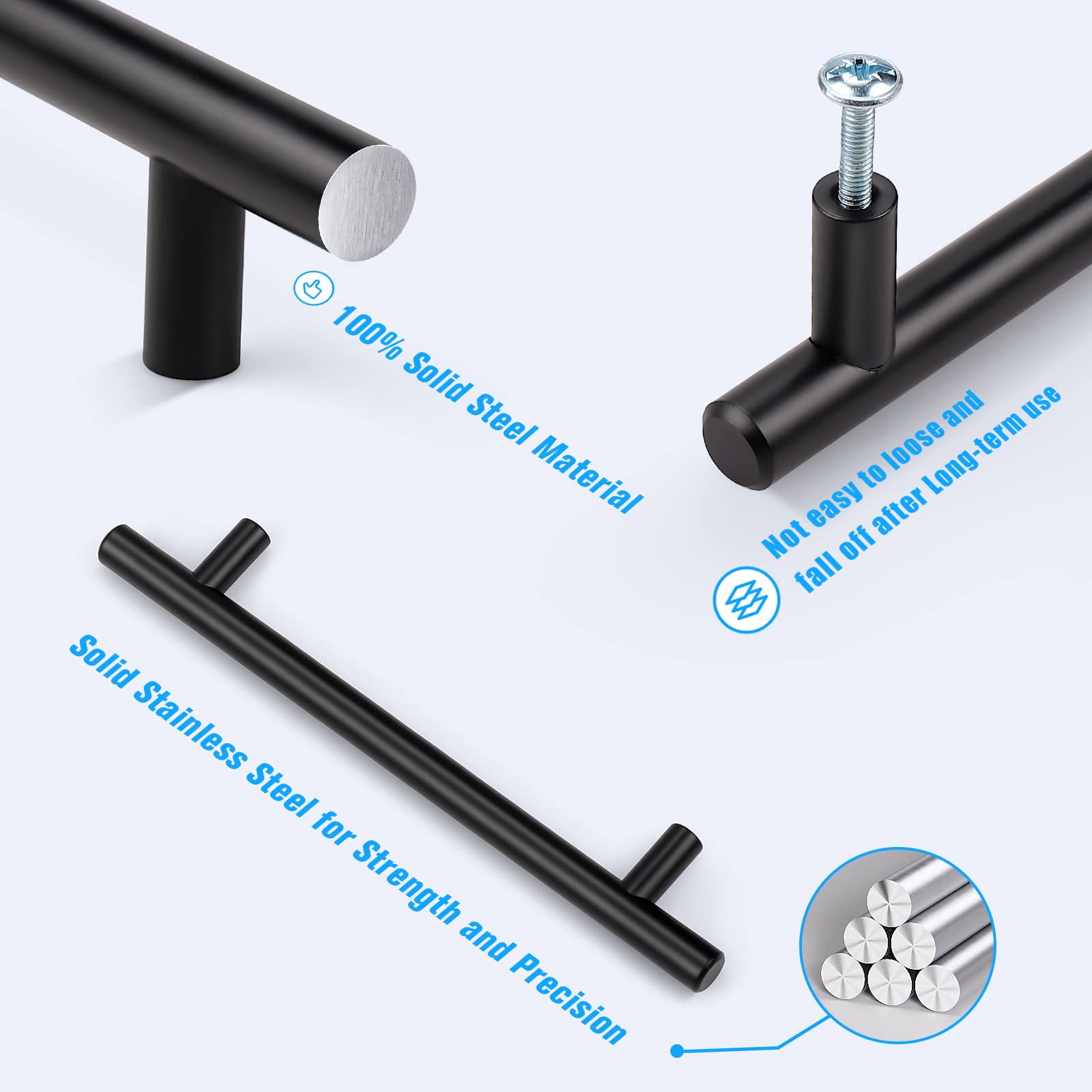 KNOBWELL 10 Pack Black Cabinet Pulls 7-9/16