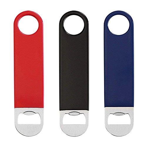 3 Pack Heavy Duty Stainless Steel Flat Bottle Opener - Solid & Durable Beer Openers (7 Inch, Red/Black/Blue) - Perfect for Bars, Parties, Camping & Home Use