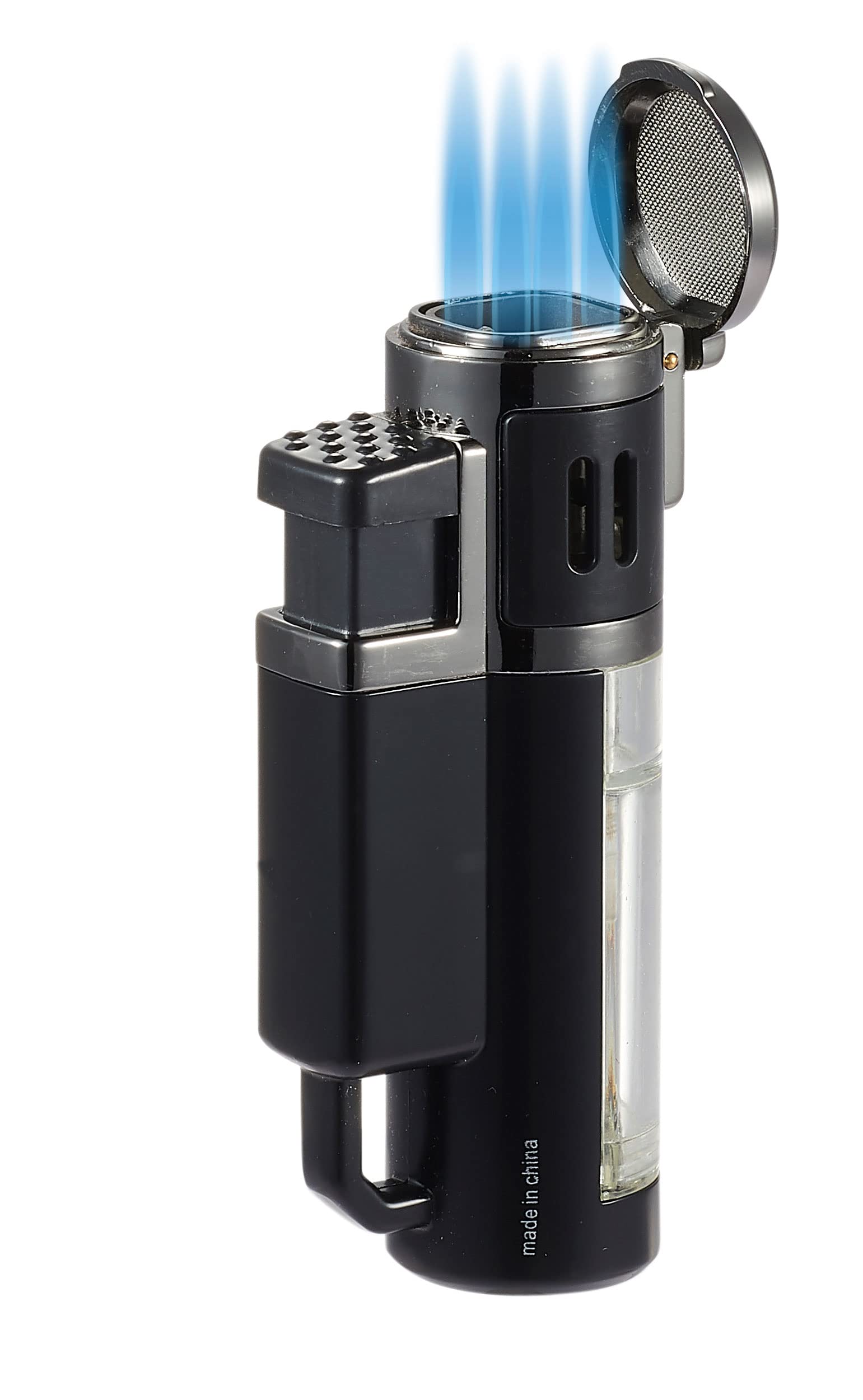 Visol Buffalo Quad Flame Lighter - Windproof Refillable Butane Lighter for Cigars, Candles & Outdoor Use (Butane Not Included)