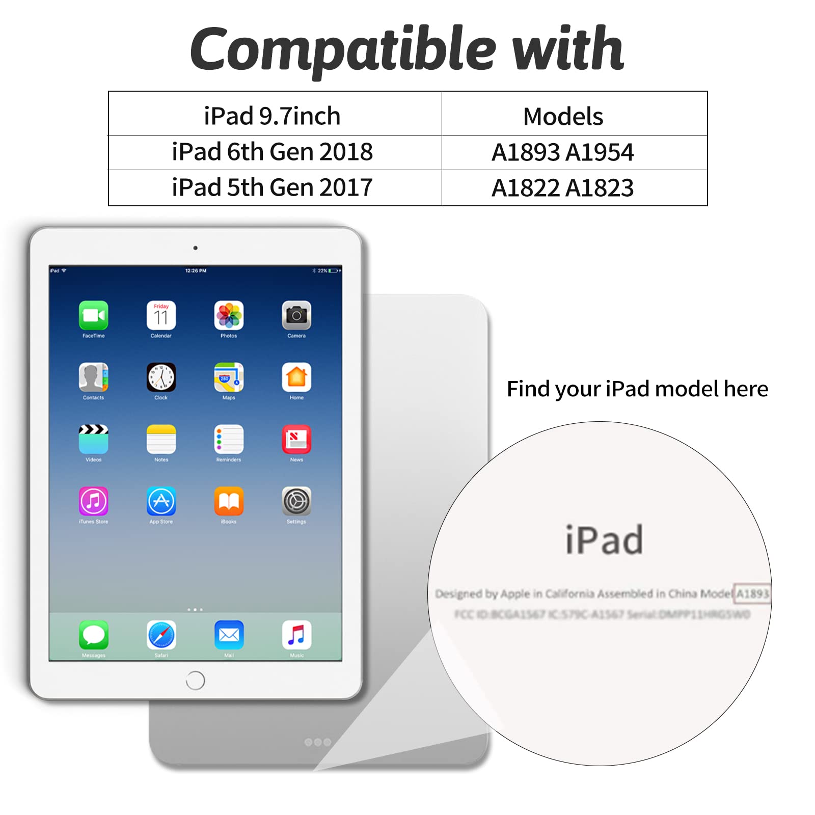 JKSML 9.7 Inch iPad Case for iPad 6th/5th Generation (2018/2017) & iPad Air 2/Air 1 - Lightweight Slim Trifold Stand Cover with Pencil Holder & Auto Sleep/Wake Feature, Soft TPU Back, Gray - Perfect for Work, School & Travel Protection