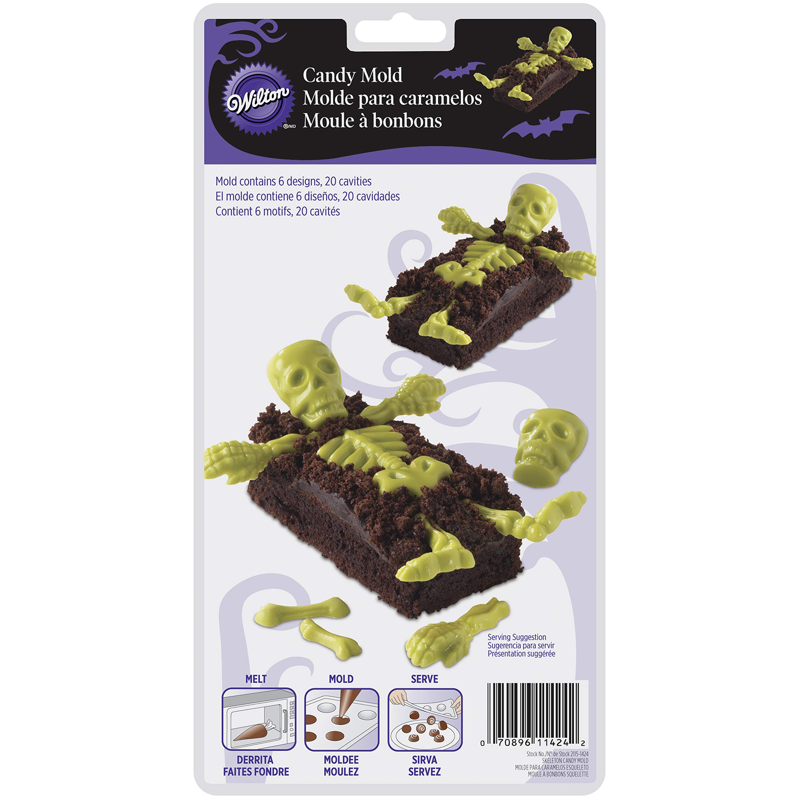 Wilton Skeleton Bones Candy Mold - Halloween Chocolate & Fondant Mold for Spooky Treats - Perfect for Halloween Parties, DIY Decorations, and Themed Desserts