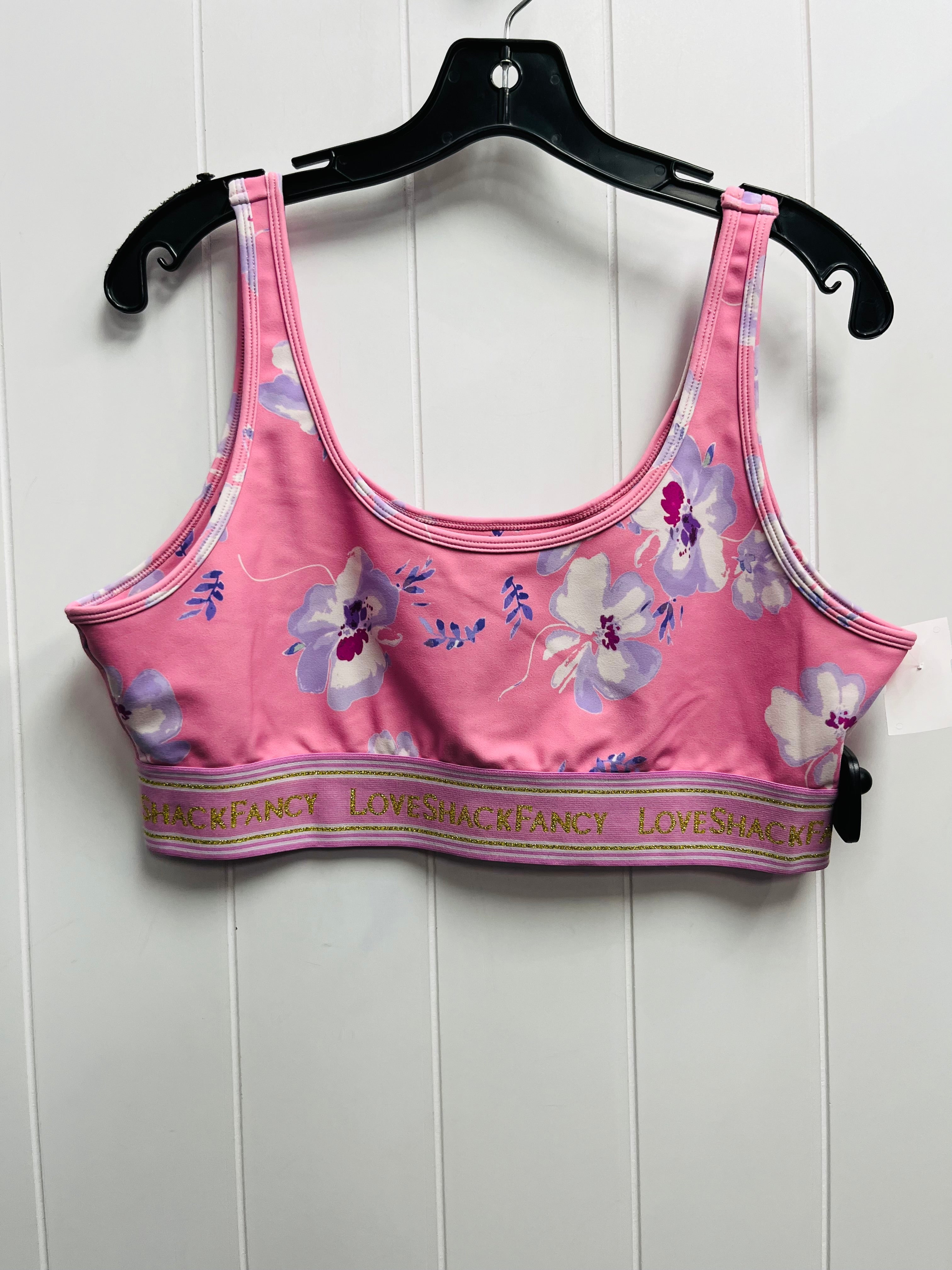 Loveshackfancy Pink & Purple Athletic Sports Bra - XL Size for Women | High Support Workout Top for Yoga, Running & Gym