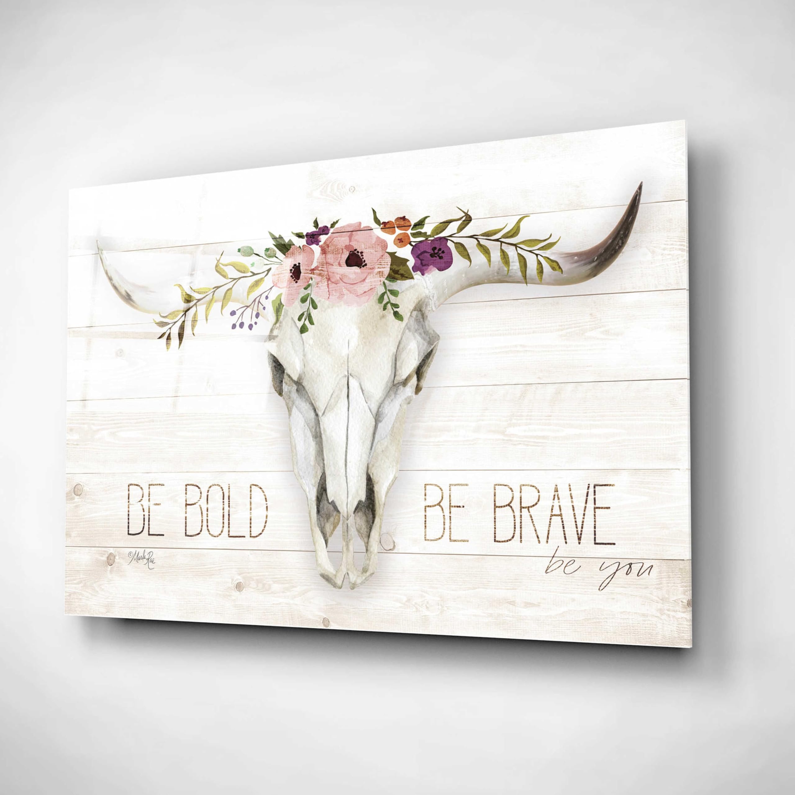Epic 'Be Bold - Be Brave' Acrylic Glass Wall Art by Marla Rae - 24x16 Inches Modern Abstract Painting for Living Room, Bedroom & Office Decor