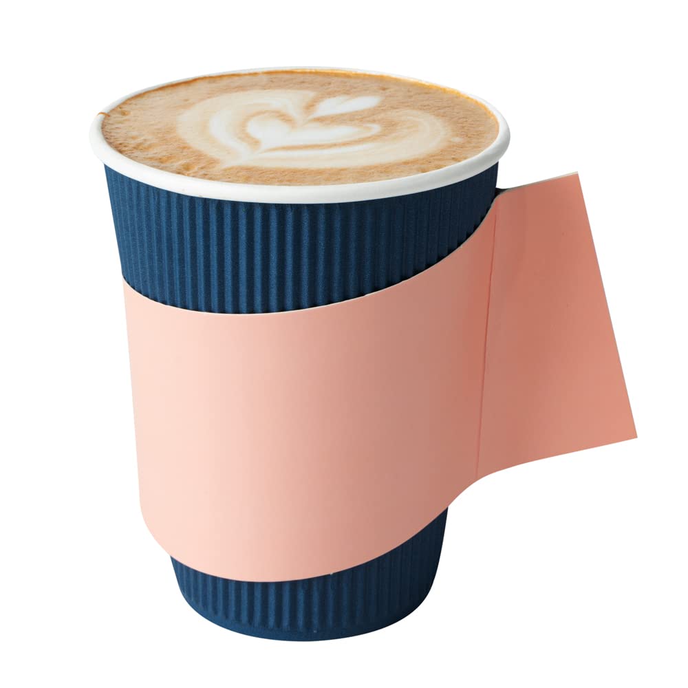Restpresso Disposable Hot Coffee Sleeves with Handle - 1000 Count Nude Paper Cup Jackets for 12/16/20 oz Cups (Cups Sold Separately) - Perfect for Coffee Shops, Cafes & Takeout Businesses