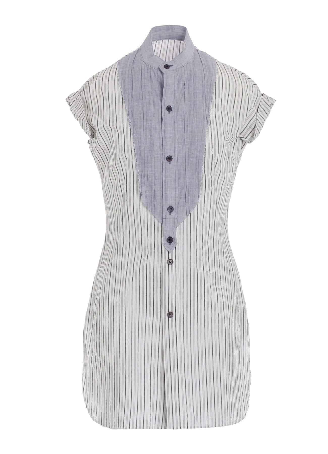 Premium C/Cu Hard Twisted Dobby Stripe Stand Collar Shirt for Men - Stylish Business Casual & Formal Wear