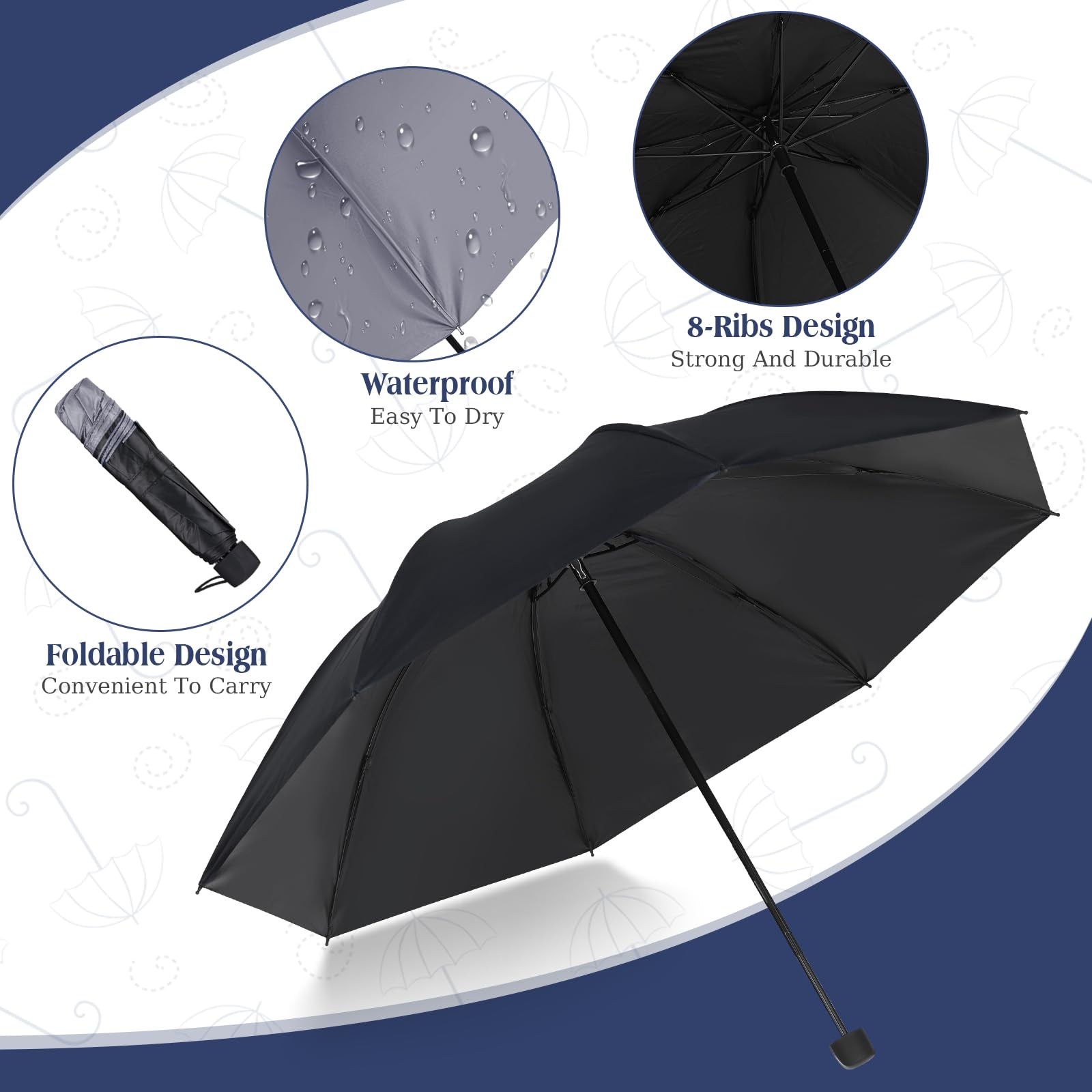 Hillban 12 Pack Windproof Travel Umbrellas - Compact Folding Rain & Sun Protection Umbrella for Men Women - Perfect for Travel, Commuting, Car, Backpack & Outdoor Activities