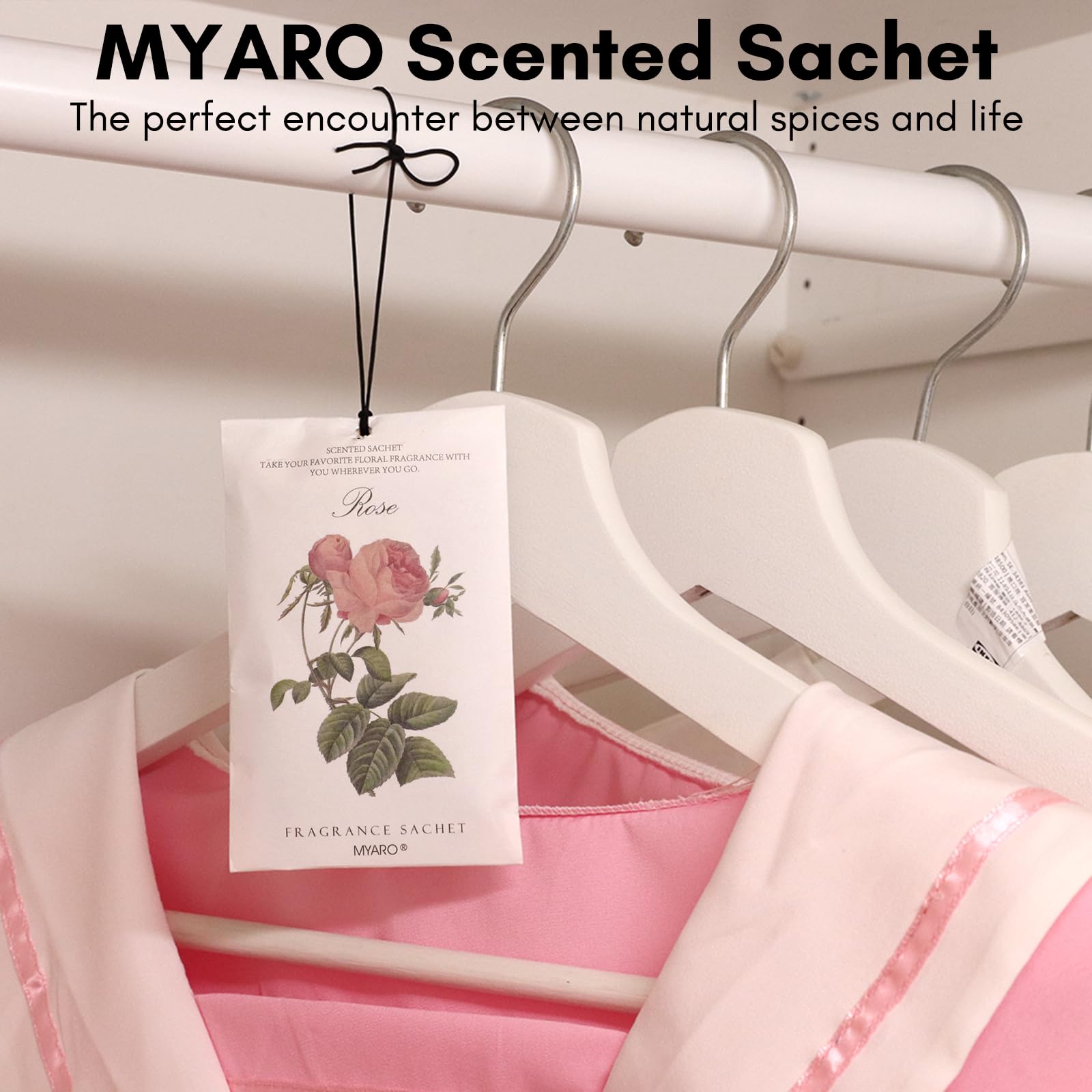 MYARO 12-Pack Rose Scented Sachets for Drawers & Closets | Long-Lasting Fragrance Bags, Natural Deodorizer & Air Freshener | Home & Linen Fragrance for Romantic Gifts, Wedding Favors & Bedroom Decor