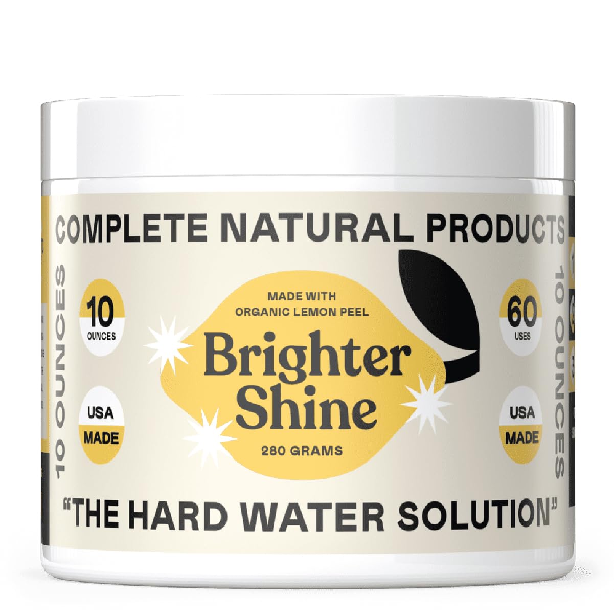 Brighter Shine - 60 Uses Natural Lemon Dishwasher Additive & Citric Acid Cleaner | Hard Water Spots Remover | Eco-Friendly Kitchen & Bathroom Cleaning Solution