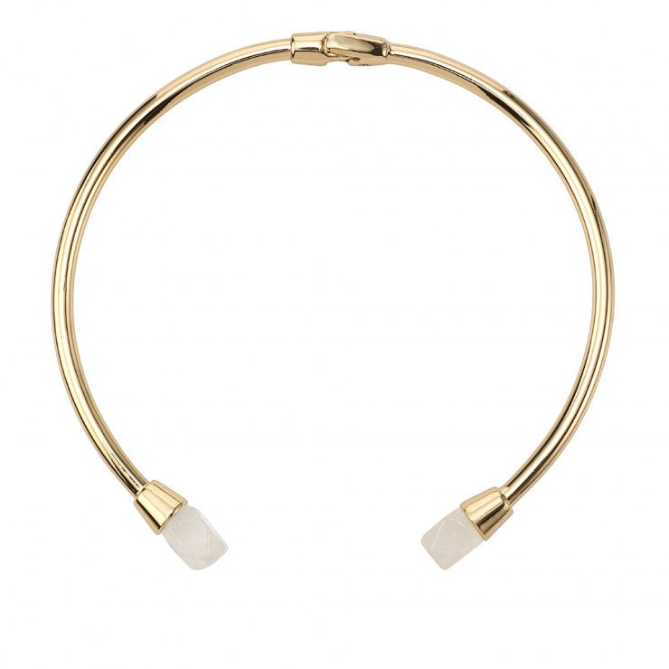Dawns Exhale Collar Necklace - Clear Quartz & Gold Pendant for Women, Elegant Crystal Jewelry for Everyday Wear, Gift for Her, Perfect for Office, Date Night & Special Occasions