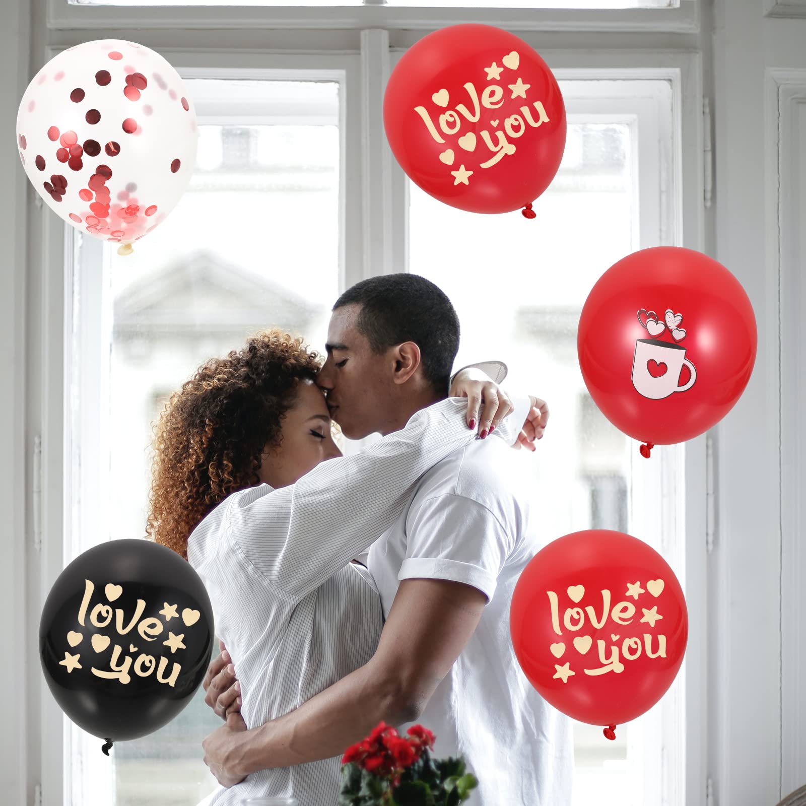 LUOZZY 20 Pcs I Love You Balloon Stickers - Heart Shaped PVC Gold Wall Decals for Wedding, Mother's Day, Valentine's Day & Anniversary Decor - Perfect for Party Backdrops, Photo Booths & Romantic Home Decor