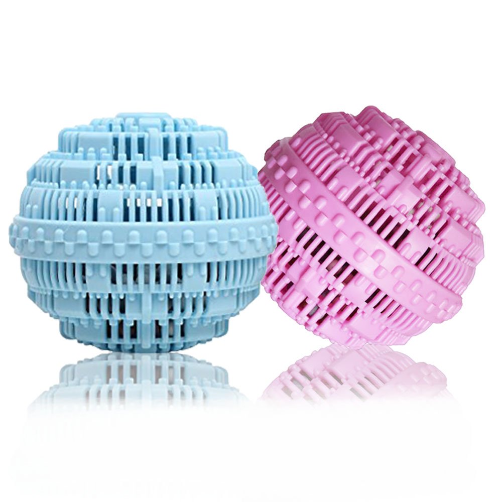 BERON Eco-Friendly Wash Ball Set of 2 (Light Blue & Light Purple) - Reusable Laundry Detergent Alternative for 1500 Washes | Ideal for Travel, Camping & Sensitive Skin