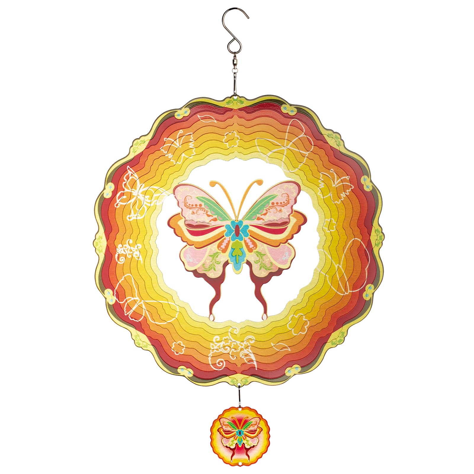 12 Inch Stainless Steel 3D Butterfly Wind Spinner - Outdoor Hanging Garden Decor for Yard, Balcony & Patio | Durable Weather-Resistant Metal Art Sculpture for Home & Garden Decoration | Perfect for Relaxing Outdoor Spaces & Gifts