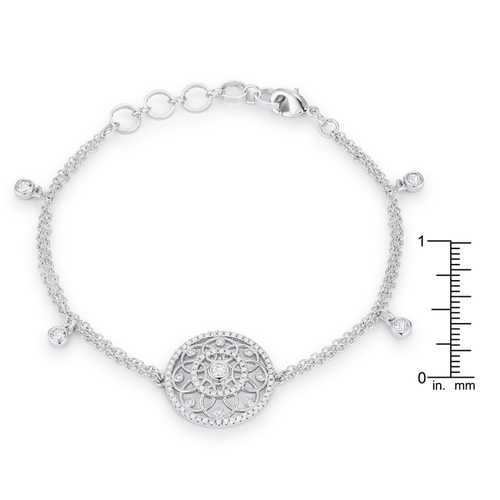 0.5 Carat Rhodium Plated Cubic Zirconia (CZ) Bracelet with Interlocking Circles - Elegant Jewelry for Women, Perfect for Weddings, Parties & Gifts