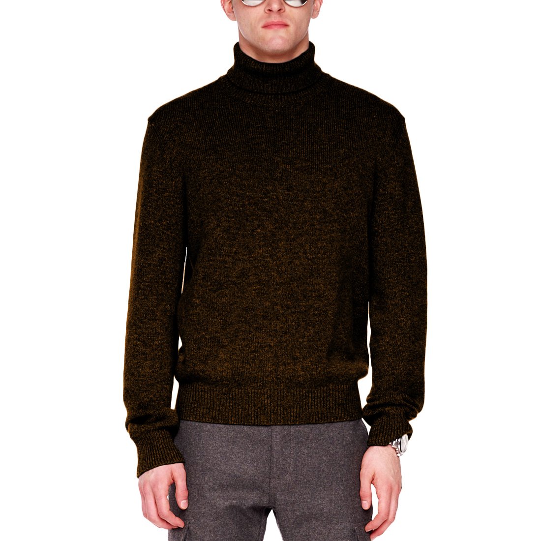 Parisbonbon Men's 100% Cashmere Turtleneck Sweater - Soft & Warm Winter Pullover, Chocolate Brown, Size 4XL - Perfect for Office, Date Night & Cold Weather Fashion