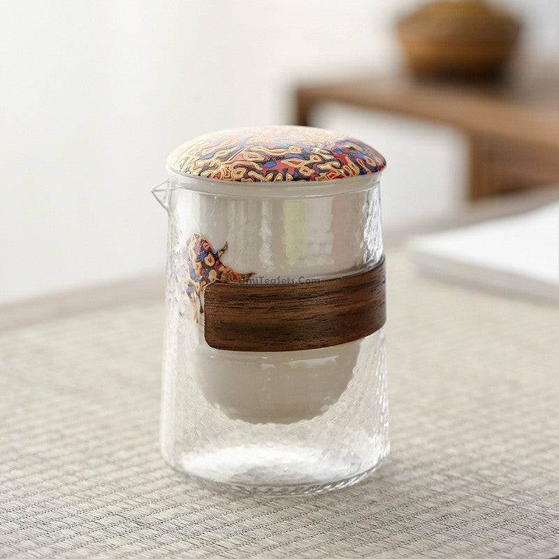 Elegant Glass and Porcelain Deer Travel Tea Set - Portable Tea Cup with Lid for Camping, Picnics & Gifts - Perfect for Outdoor Adventures and Tea Lovers