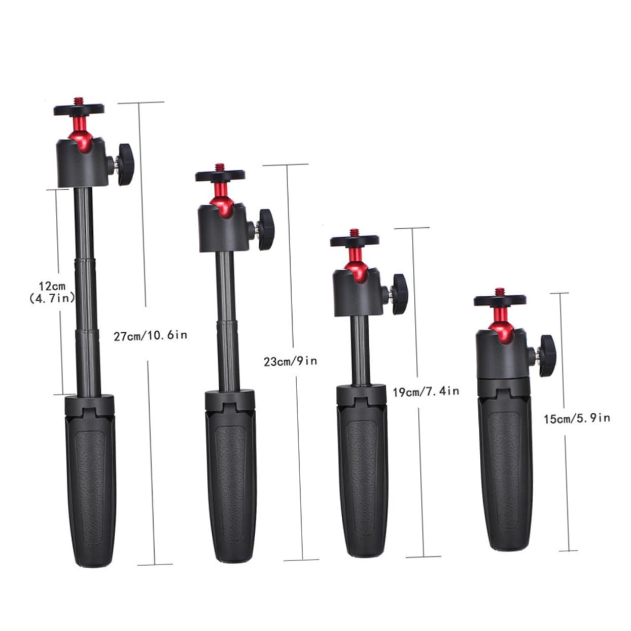 Jojofuny 3-Pack PTZ Outdoor Aluminum Alloy Extendable Sports Camera Desktop Monopods - Adjustable Phone Tripod Holder & Bracket for Cell Phone, PC, Mini Camera - Perfect for Vlogging, Live Streaming & Outdoor Photography