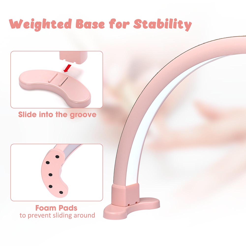 TheLAShop Professional LED Desk Lamp for Nail Tech & Lash Extensions - Adjustable Glitter Pink Light with 3 Brightness Levels - Perfect for Salon, Home Spa & Makeup Vanity