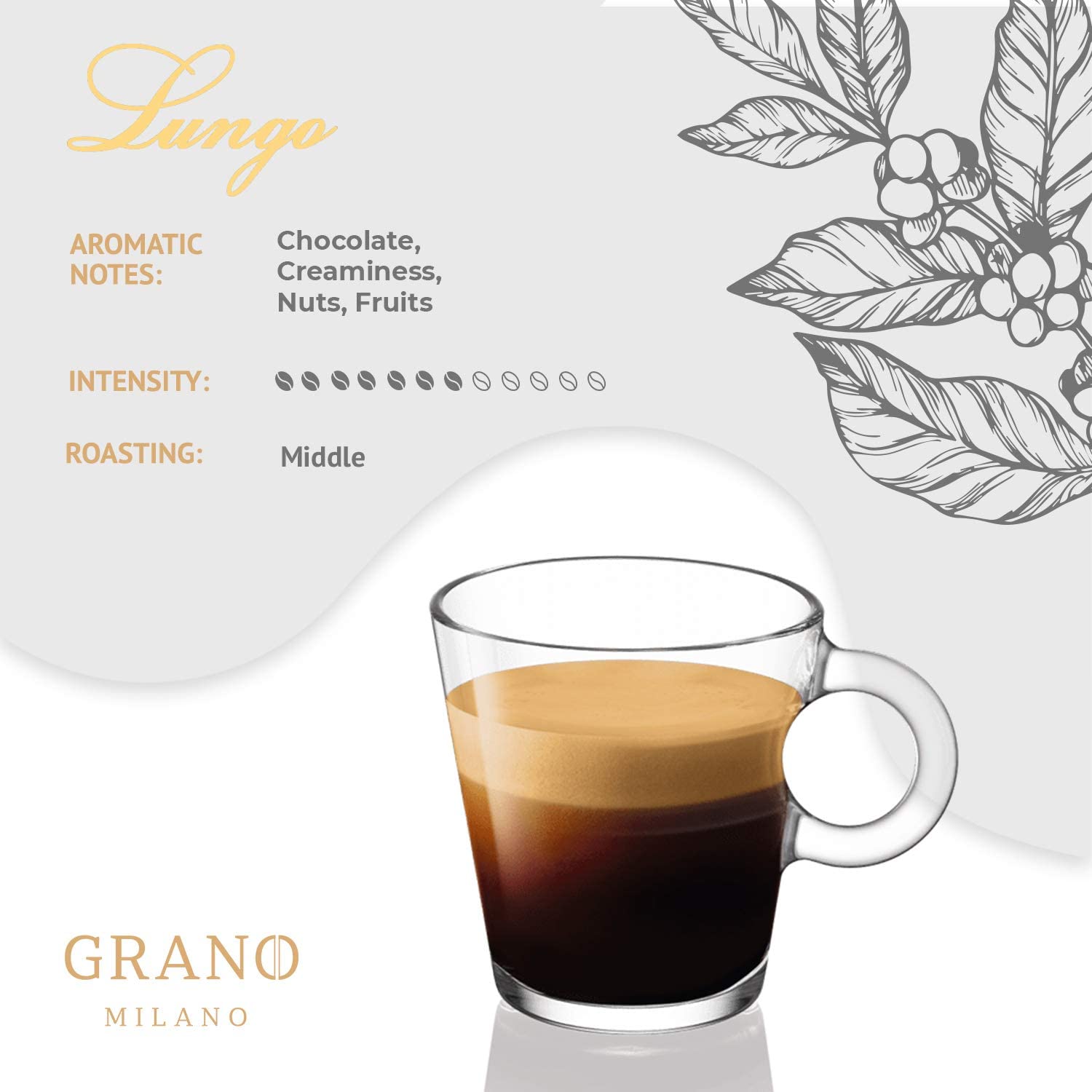 Premium Italian Arabica Coffee Pods for Nespresso - Medium Roast, Intensity 7/12 - Perfect for Home & Office Espresso