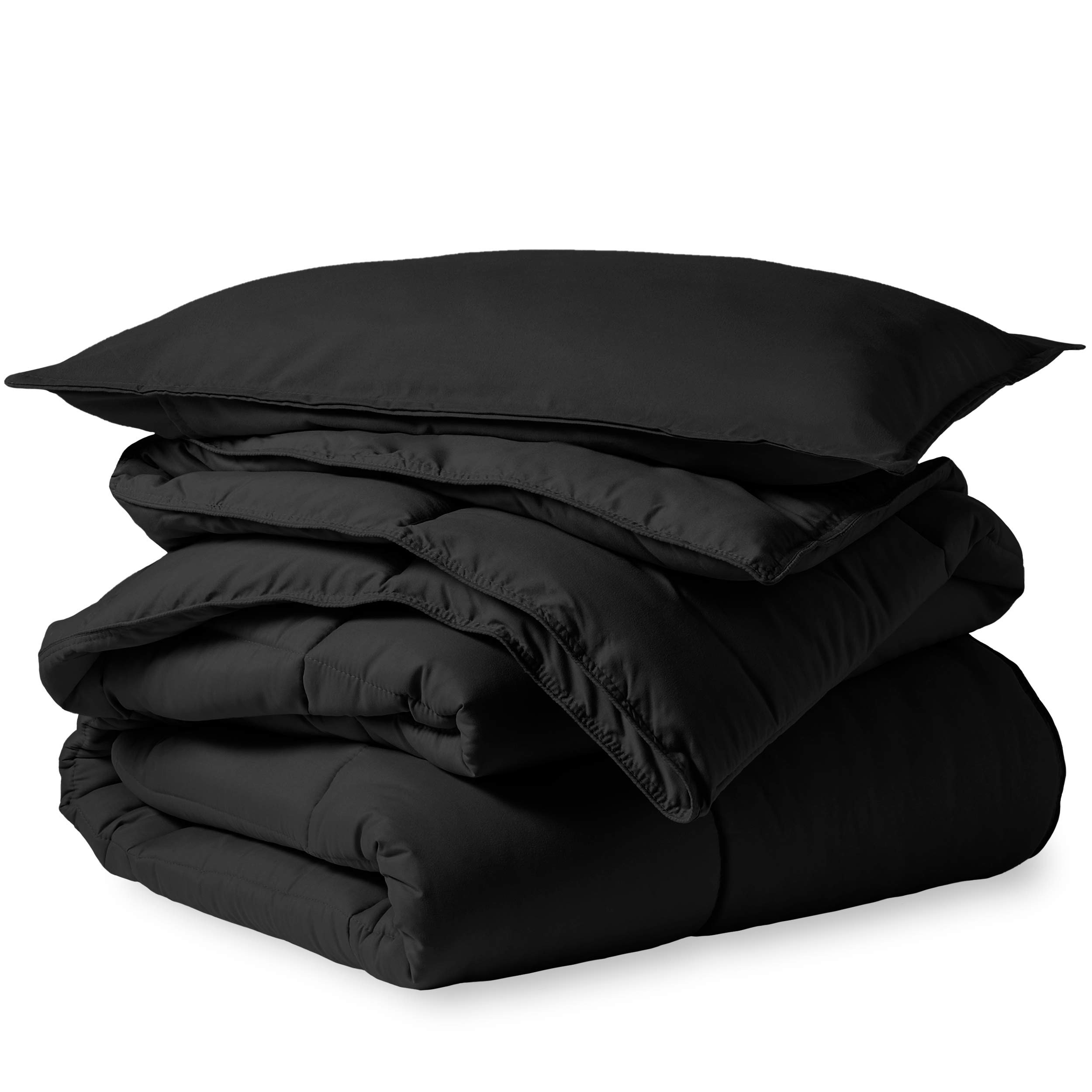 Premium 1000 TC Goose Down Alternative Comforter Set - Full/Queen Size - Ultra-Soft 100% Egyptian Cotton - All Season Bedding - Black - Perfect for Cozy Nights & Luxury Bedroom Decor
